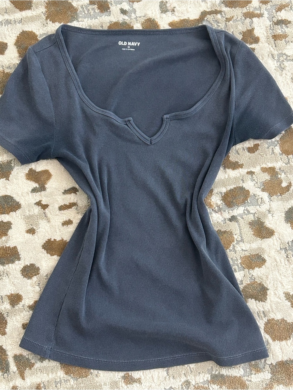 Old Navy Slate Blue Short Sleeve Notch Neck Tee